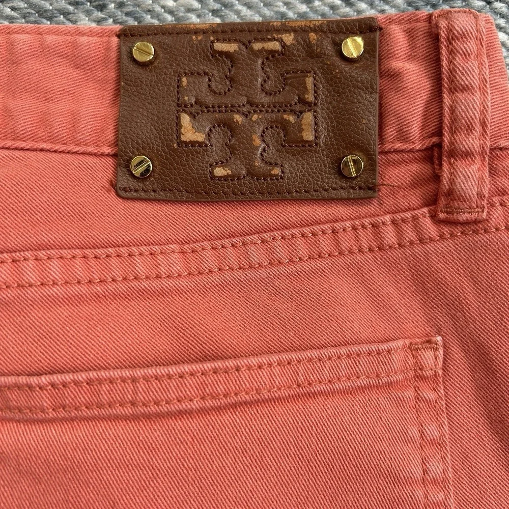 Tory Burch Alexa Crop Jeans Womens 29 32x25 Coral Orange Denim Stretch Pants - Picture 8 of 16